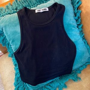 Joah Brown crop black ribbed tank S/M